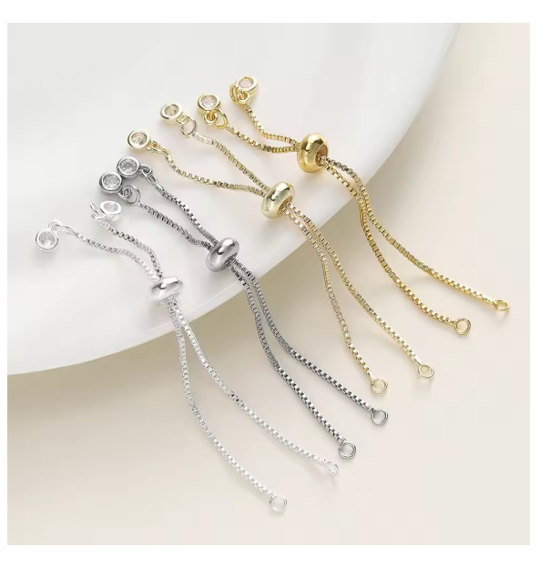 2/4pcs/lot 14K/18K Gold Plated Brass 5/7/12cm Adjustable Slider Chains For DIY Bracelet Making Jewelry Making Accessories