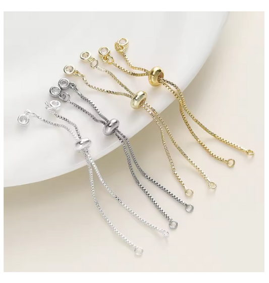 2/4pcs/lot 14K/18K Gold Plated Brass 5/7/12cm Adjustable Slider Chains For DIY Bracelet Making Jewelry Making Accessories