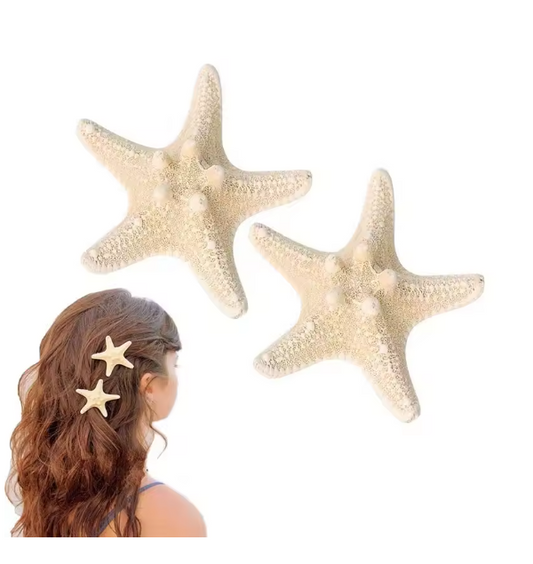 Natural Starfish Hair Clips Beach Holiday Dressing Hair Accessories Headwear for Women and Girls Mermaid Hairpin Gifts